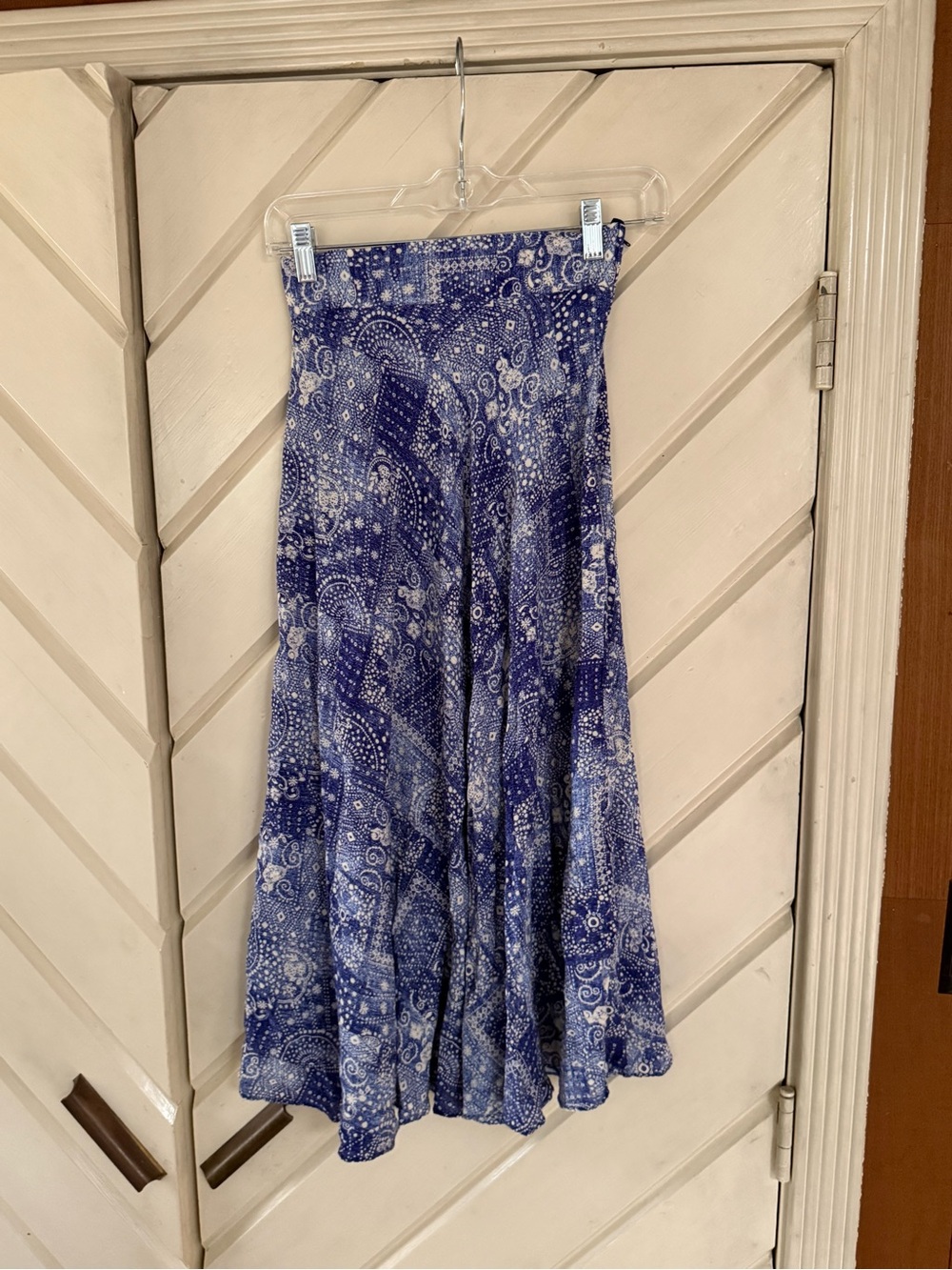 Blue Paisley Midi Skirt - Women's Flowing A-Line